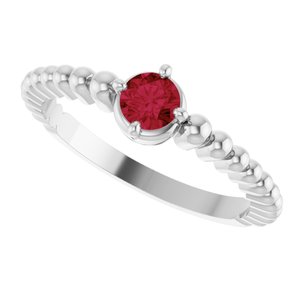 14K White Gold Natural Ruby Graduated Bead Ring – image 5