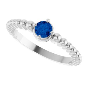 Sterling Silver Natural Blue Sapphire Graduated Bead Ring – image 5