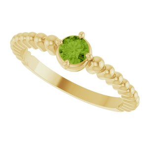 14K Yellow Gold Natural Peridot Graduated Bead Ring – image 5