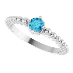 14K White Gold Natural Zircon Graduated Bead Ring – image 5