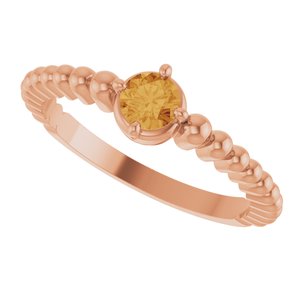 14K Rose Gold Natural Citrine Graduated Bead Ring – image 5