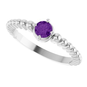 Sterling Silver Natural Amethyst Graduated Bead Ring – image 5