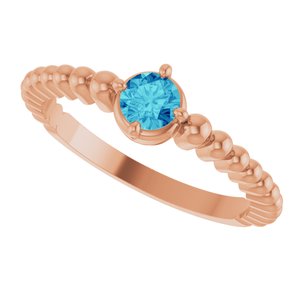 14K Rose Gold Natural Zircon Graduated Bead Ring – image 5