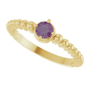 14K Yellow Gold Lab-Grown Alexandrite Graduated Bead Ring – image 5
