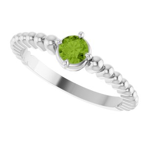 14K White Gold Natural Peridot Graduated Bead Ring – image 5