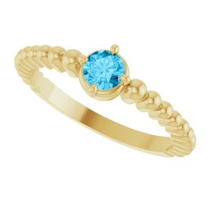 14K Yellow Gold Natural Aquamarine Graduated Bead Ring – image 5