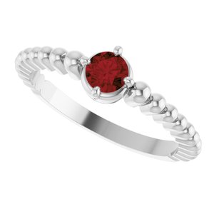 14K White Gold Natural Mozambique Garnet Graduated Bead Ring – image 5