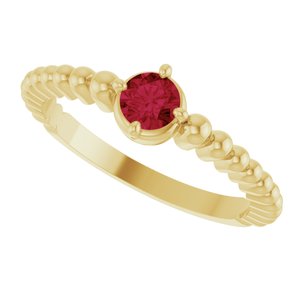14K Yellow Gold Lab-Grown Ruby Graduated Bead Ring – image 5