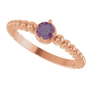 14K Rose Gold Lab-Grown Alexandrite Graduated Bead Ring – image 5