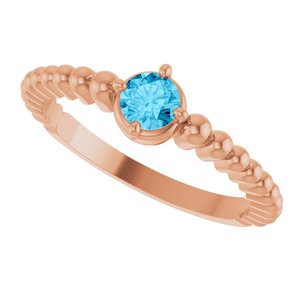 14K Rose Gold Natural Aquamarine Graduated Bead Ring – image 5