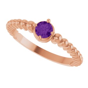 14K Rose Gold Natural Amethyst Graduated Bead Ring – image 5