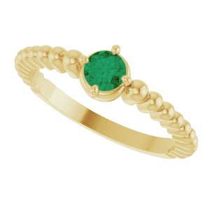 14K Yellow Gold Lab-Grown Emerald Graduated Bead Ring – image 5