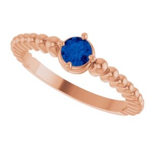 14K Rose Gold Natural Blue Sapphire Graduated Bead Ring – image 5
