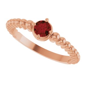 14K Rose Gold Natural Mozambique Garnet Graduated Bead Ring – image 5