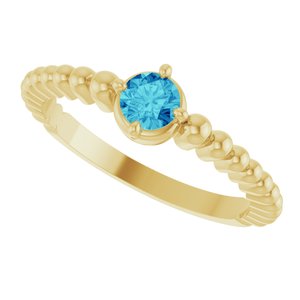 14K Yellow Gold Natural Zircon Graduated Bead Ring – image 5