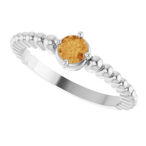 Sterling Silver Natural Citrine Graduated Bead Ring – image 5