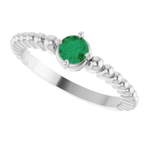 Platinum Natural Emerald Graduated Bead Ring – image 5