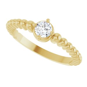 14K Yellow Gold 1/4 CT Lab-Grown Diamond Graduated Bead Ring – image 5