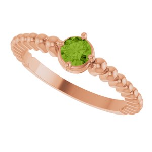 14K Rose Gold Natural Peridot Graduated Bead Ring – image 5