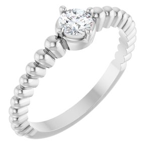 14K White Gold 4 mm Round Graduated Bead Ring Mounting