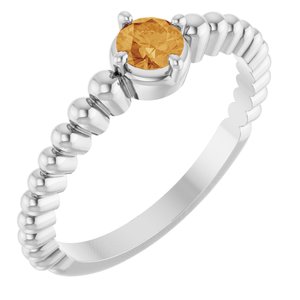 14K White Gold Natural Citrine Graduated Bead Ring