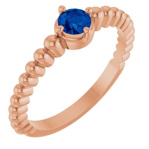 14K Rose Gold Lab-Grown Blue Sapphire Graduated Bead Ring