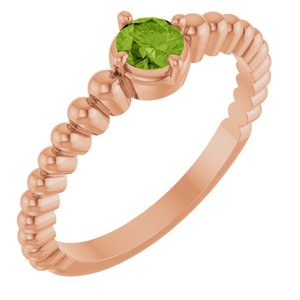 14K Rose Gold Natural Peridot Graduated Bead Ring