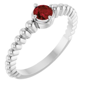 Sterling Silver Natural Mozambique Garnet Graduated Bead Ring