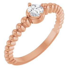 14K Rose Gold 1/4 CT Lab-Grown Diamond Graduated Bead Ring