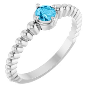 Sterling Silver Natural Aquamarine Graduated Bead Ring