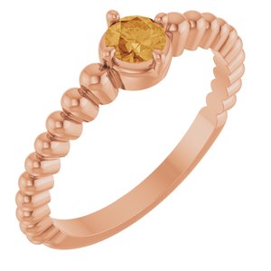 14K Rose Gold Natural Citrine Graduated Bead Ring