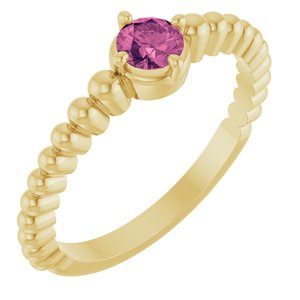 14K Yellow Gold Natural Pink Tourmaline Graduated Bead Ring