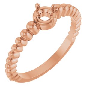 14K Rose Gold 4 mm Round Graduated Bead Ring Mounting – image 2