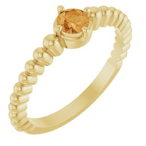 14K Yellow Gold Natural Citrine Graduated Bead Ring