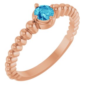 14K Rose Gold Natural Zircon Graduated Bead Ring