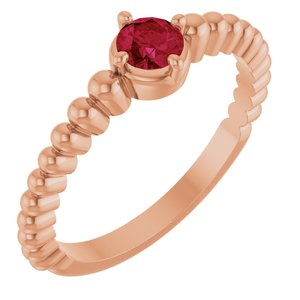 14K Rose Gold Lab-Grown Ruby Graduated Bead Ring