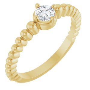 14K Yellow Gold 4 mm Round Graduated Bead Ring Mounting