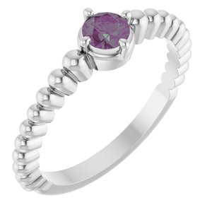 14K White Gold Lab-Grown Alexandrite Graduated Bead Ring
