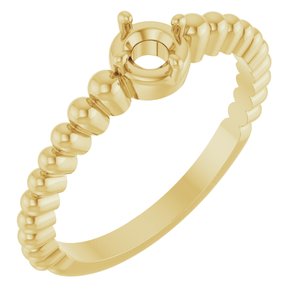 14K Yellow Gold 4 mm Round Graduated Bead Ring Mounting – image 2