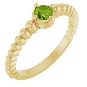 14K Yellow Gold Natural Peridot Graduated Bead Ring