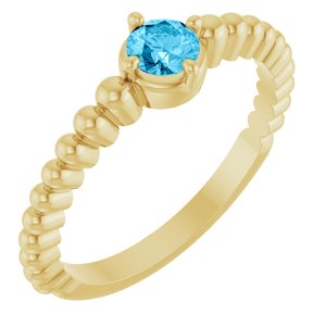 14K Yellow Gold Natural Aquamarine Graduated Bead Ring
