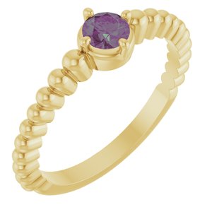 14K Yellow Gold Lab-Grown Alexandrite Graduated Bead Ring