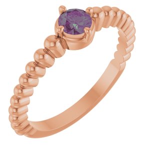 14K Rose Gold Lab-Grown Alexandrite Graduated Bead Ring