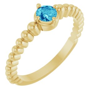14K Yellow Gold Natural Zircon Graduated Bead Ring