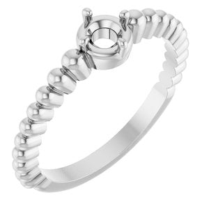 14K White Gold 4 mm Round Graduated Bead Ring Mounting – image 2