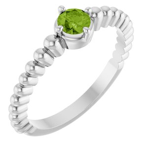 Sterling Silver Natural Peridot Graduated Bead Ring