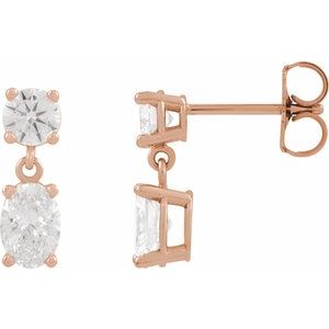 14K Rose Gold 2 CTW Lab-Grown Diamond Two-Stone Earrings