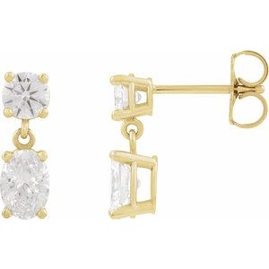 14K Yellow Gold 2 CTW Lab-Grown Diamond Two-Stone Earrings