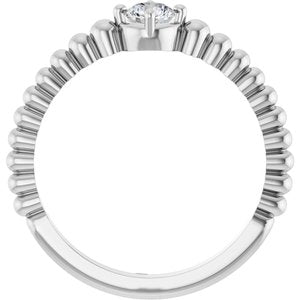 14K White Gold 4 mm Round Graduated Bead Ring Mounting – image 3