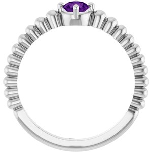 14K White Gold Natural Amethyst Graduated Bead Ring – image 2